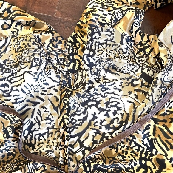 VINTAGE 1970s Animal Print Leopard Cat Face Print Midi Sleeveless Dress Vtg 70s - Picture 7 of 10